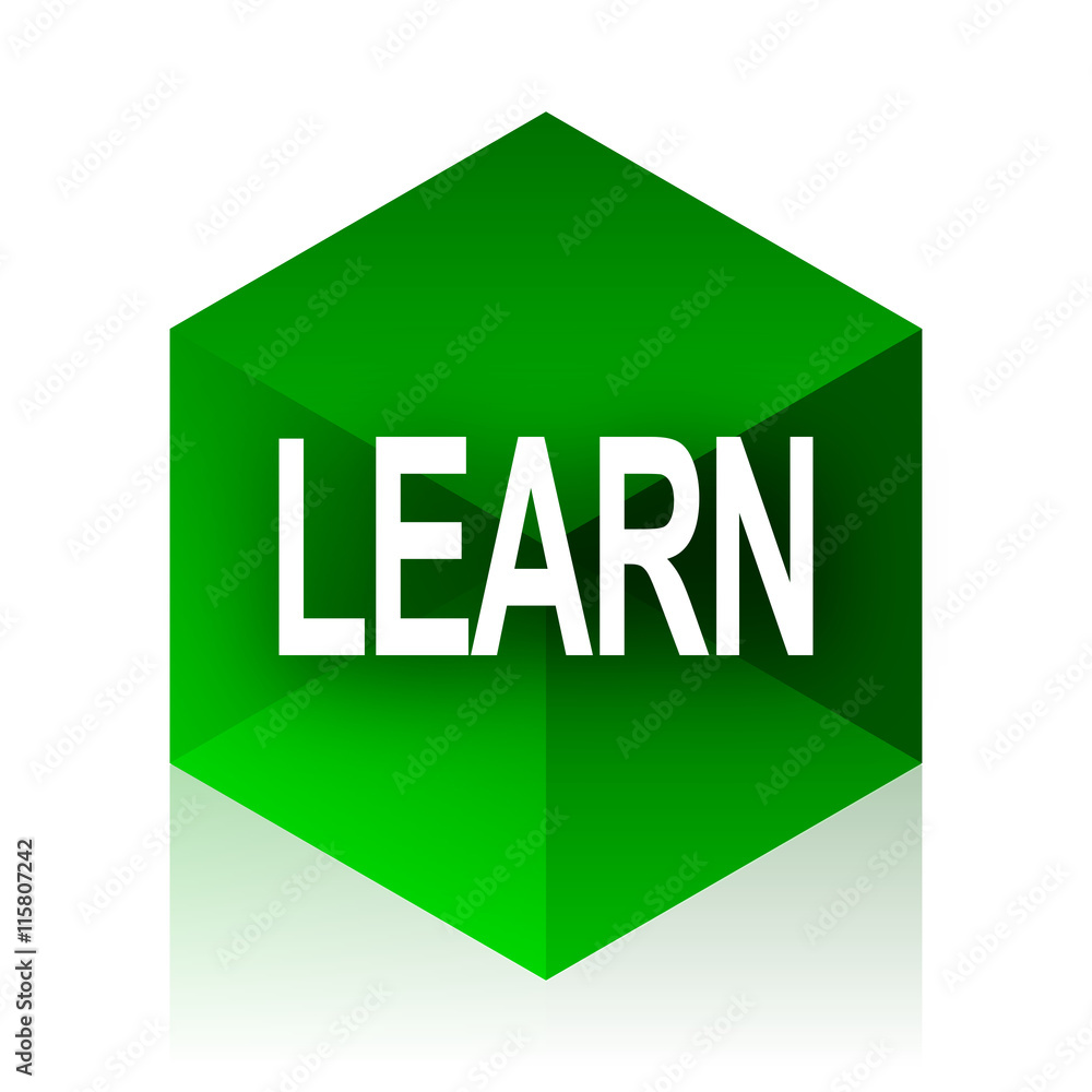 Poster learn cube icon, green modern design web element