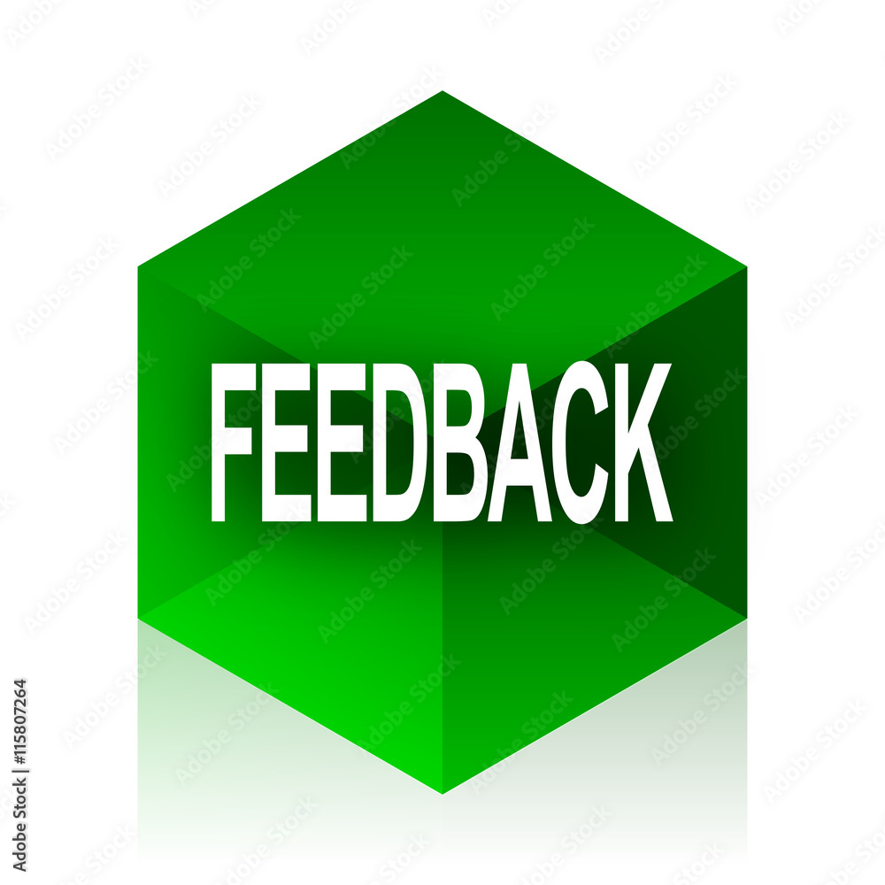 Poster feedback cube icon, green modern design web element