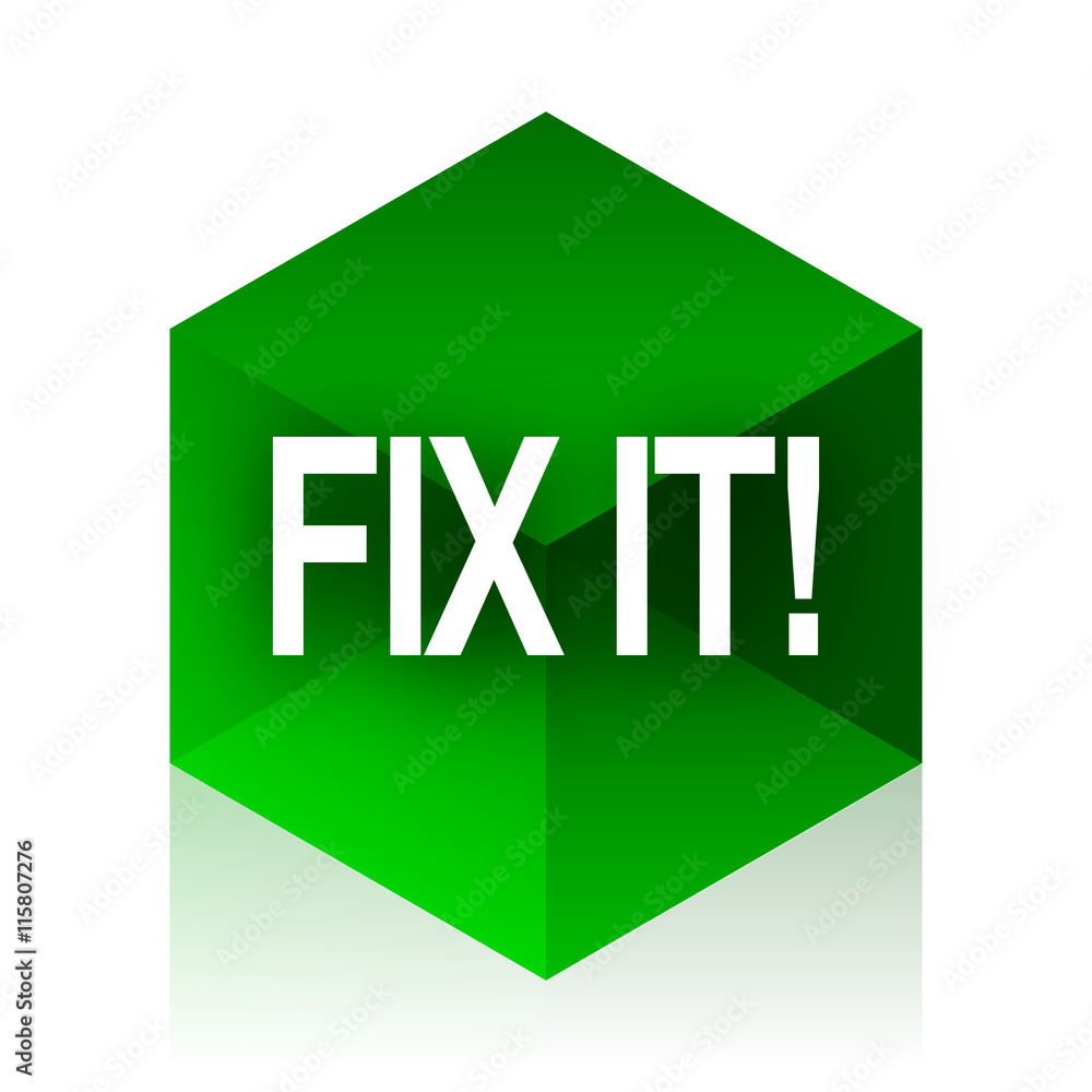 Poster fix it cube icon, green modern design web element