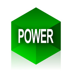 power cube icon, green modern design web element