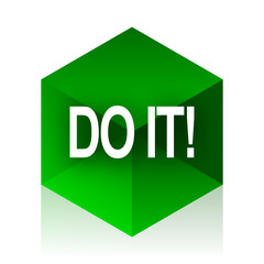 do it cube icon, green modern design web element