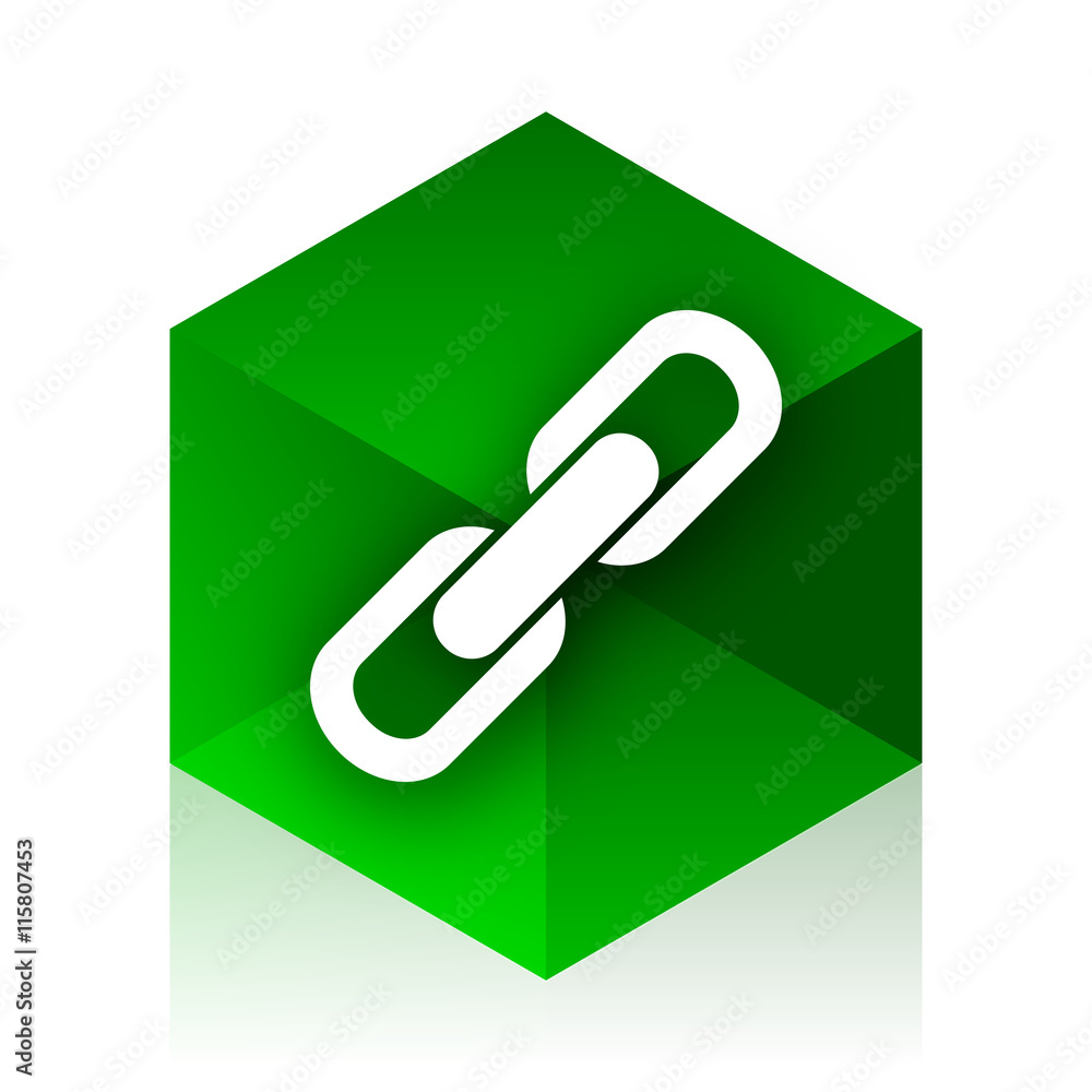 Wall mural link cube icon, green modern design web element