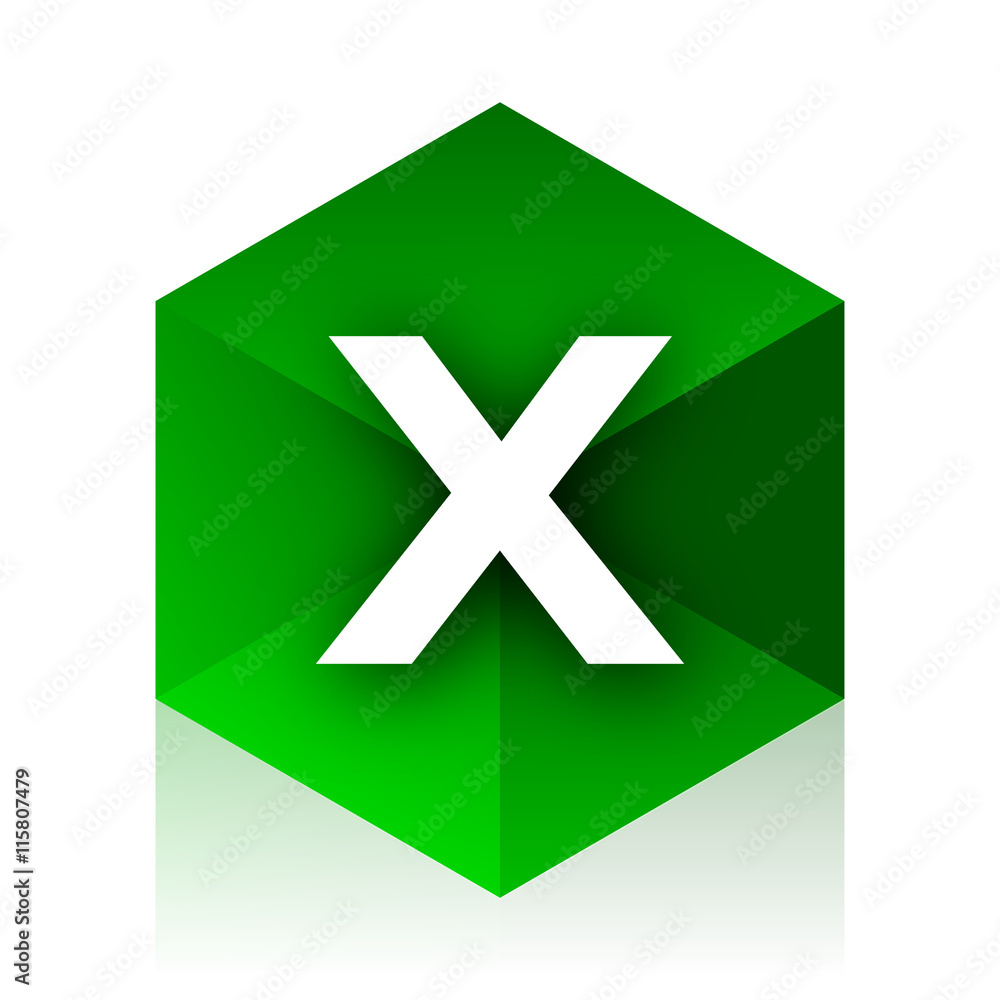 Poster cancel cube icon, green modern design web element