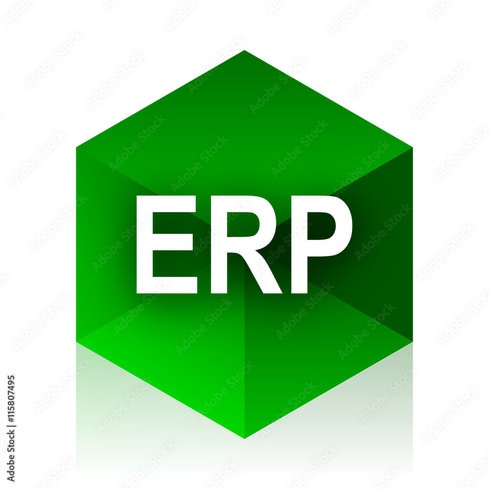 Poster erp cube icon, green modern design web element