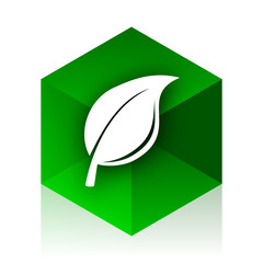 nature cube icon, green modern design web element