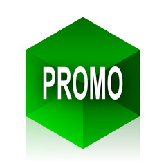 promo cube icon, green modern design web element