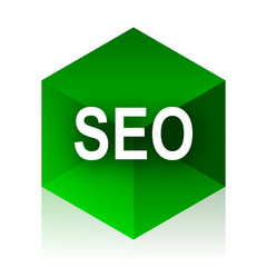 seo cube icon, green modern design web element