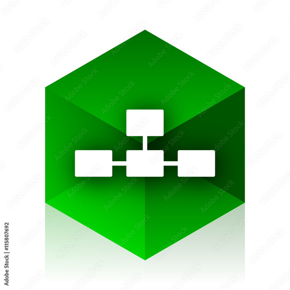 Poster database cube icon, green modern design web element