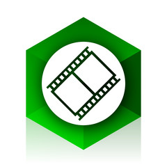 Fototapeta na wymiar film cube icon, green modern design web element