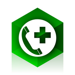 emergency call cube icon, green modern design web element