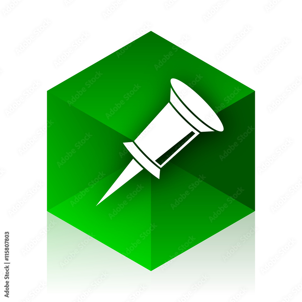 Poster pin cube icon, green modern design web element