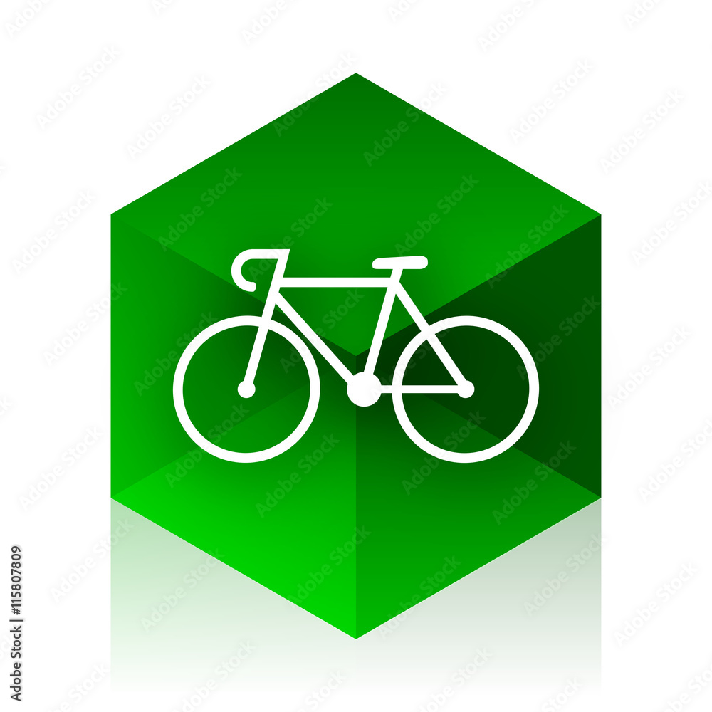 Poster bicycle cube icon, green modern design web element