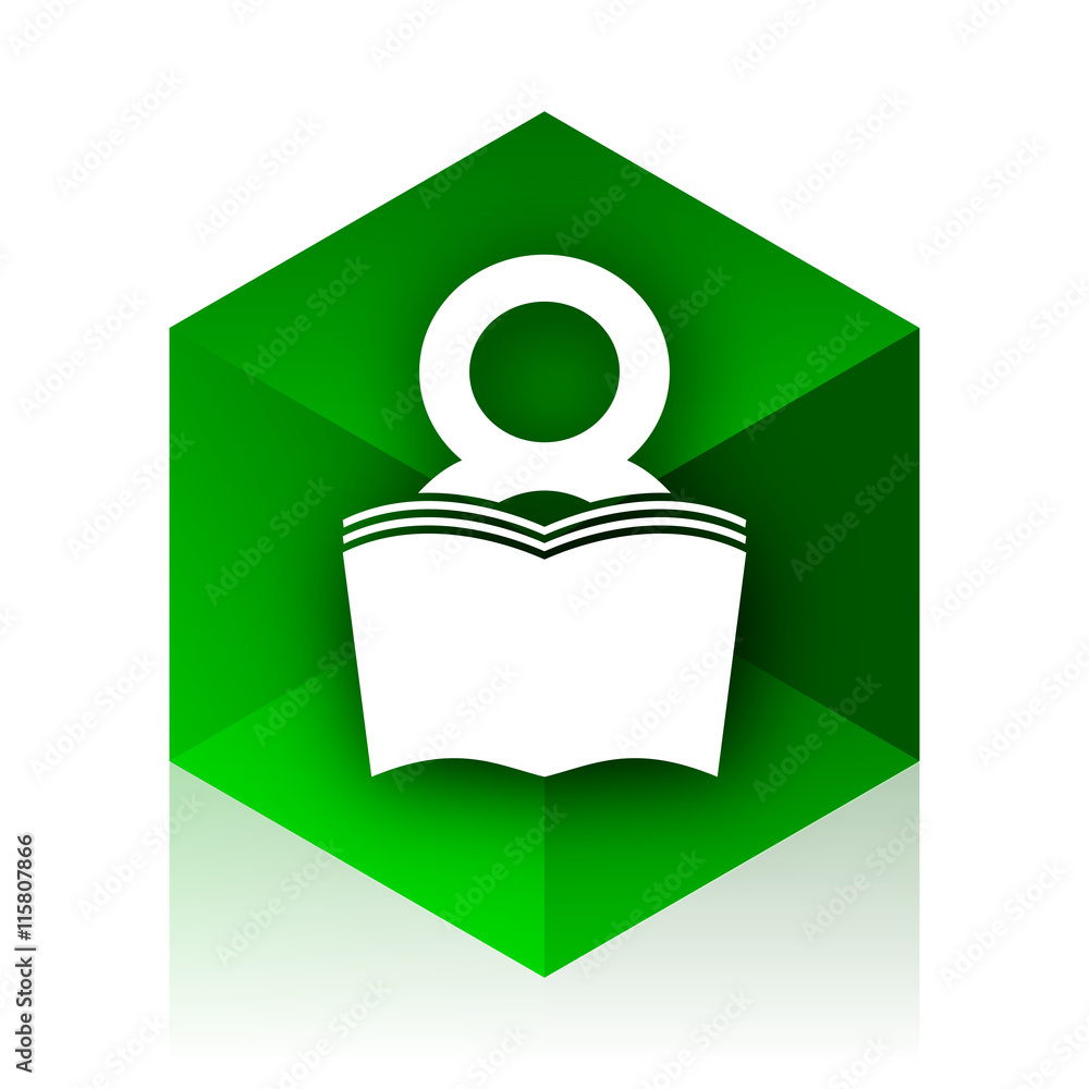 Poster book cube icon, green modern design web element