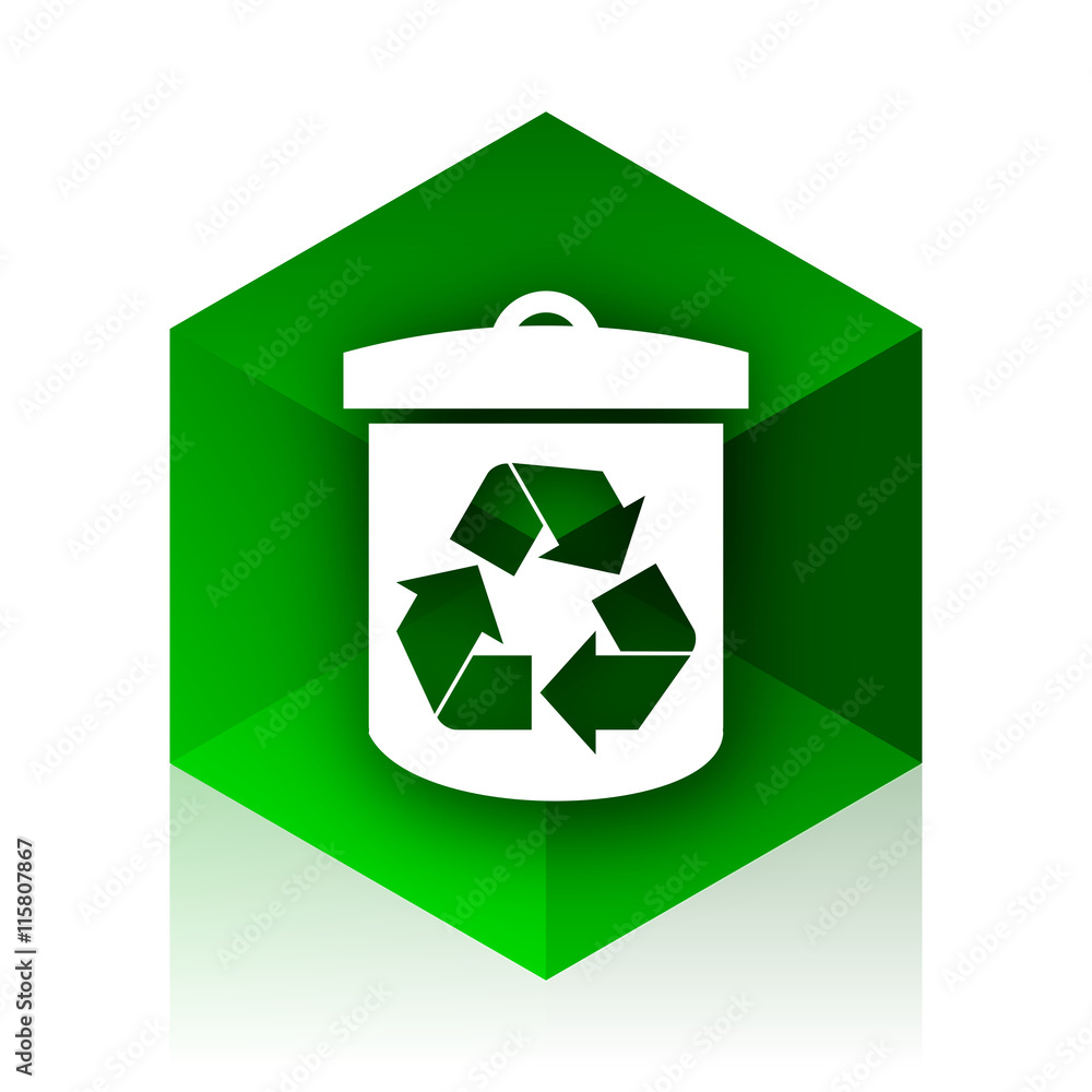 Poster recycle cube icon, green modern design web element