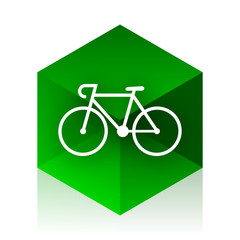 bicycle cube icon, green modern design web element