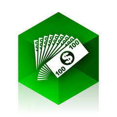 money cube icon, green modern design web element