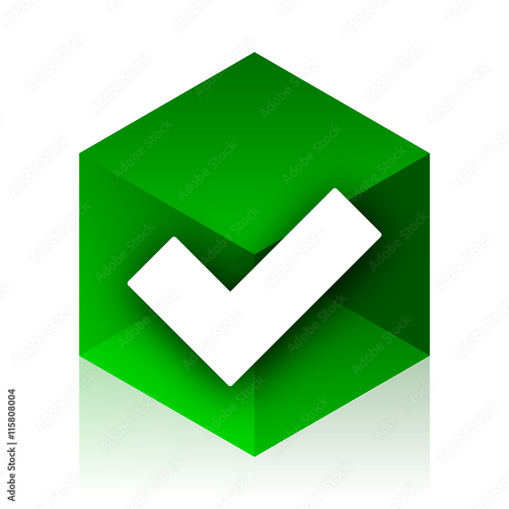 Poster accept cube icon, green modern design web element