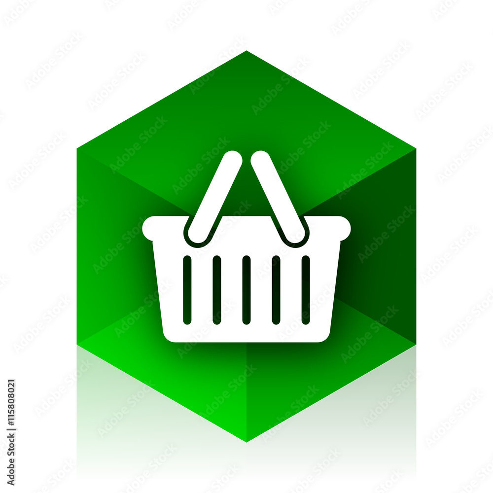 Poster cart cube icon, green modern design web element