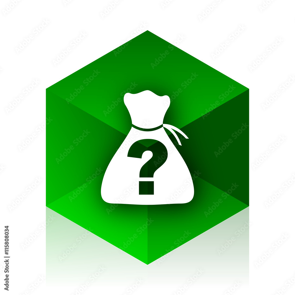 Poster riddle cube icon, green modern design web element