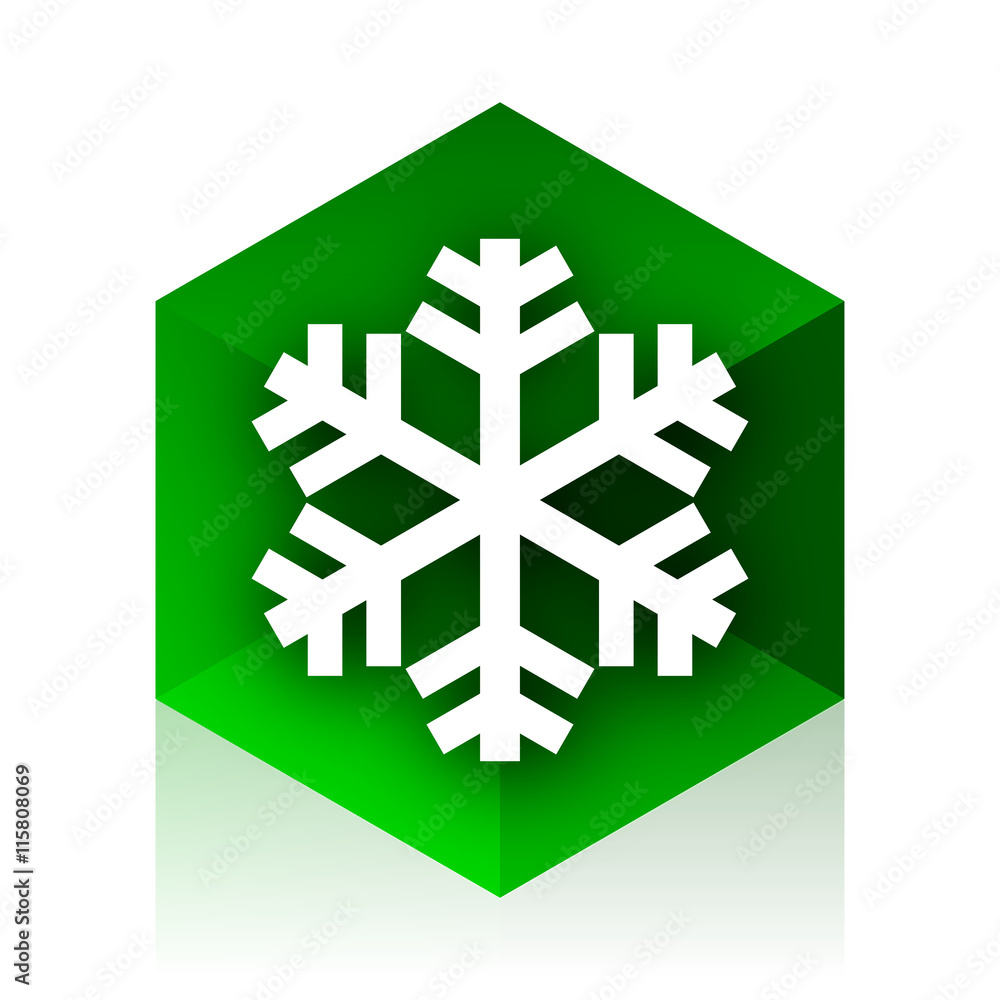 Poster snow cube icon, green modern design web element
