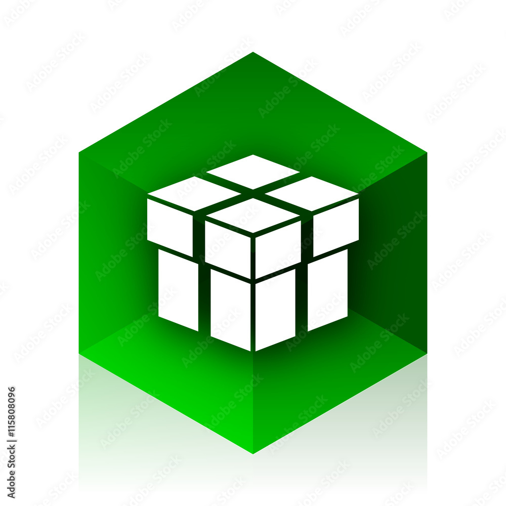 Aufkleber box cube icon, green modern design web element