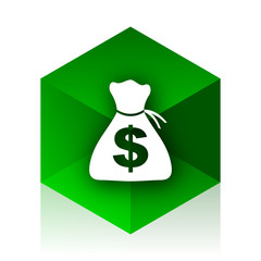 money cube icon, green modern design web element