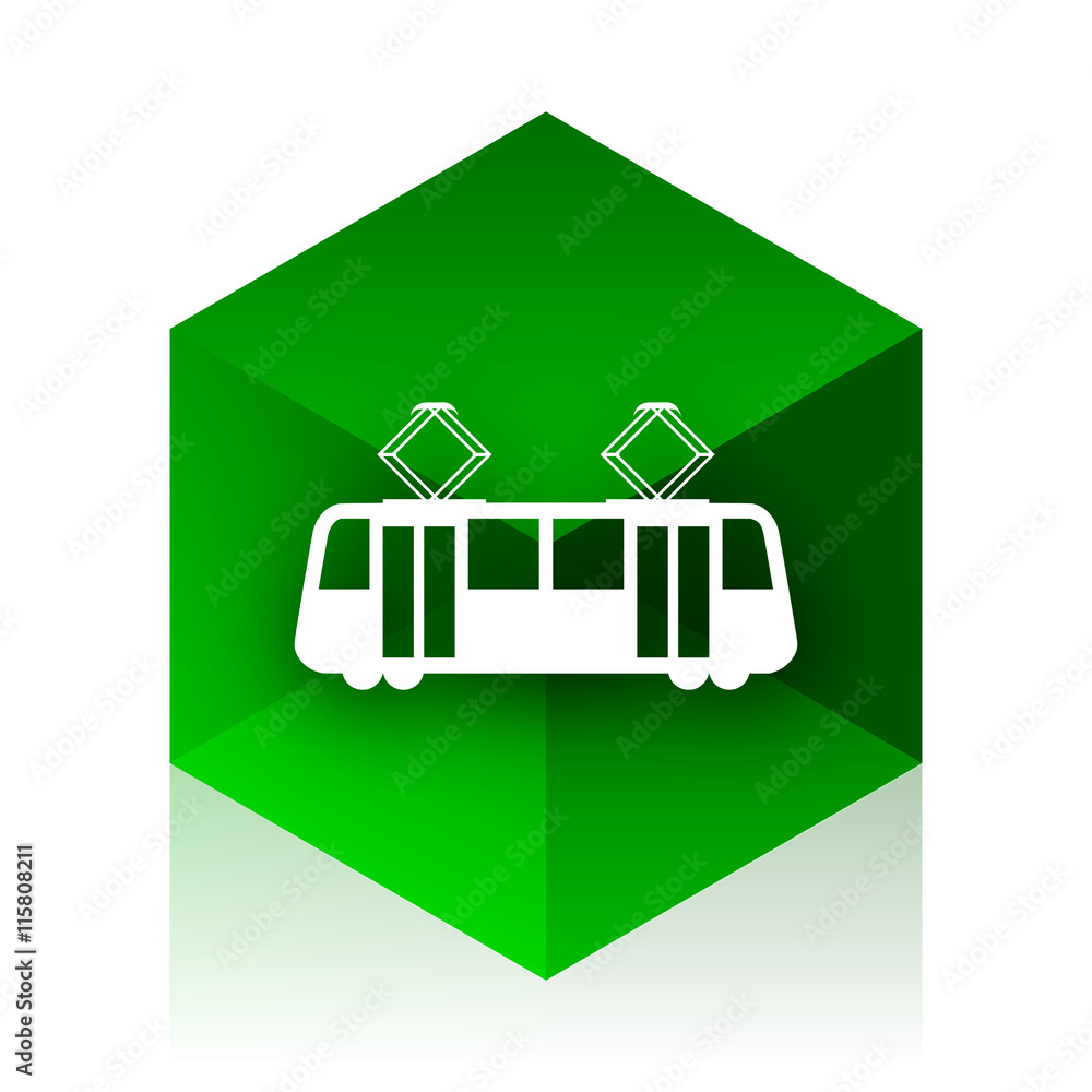 Aufkleber tram cube icon, green modern design web element