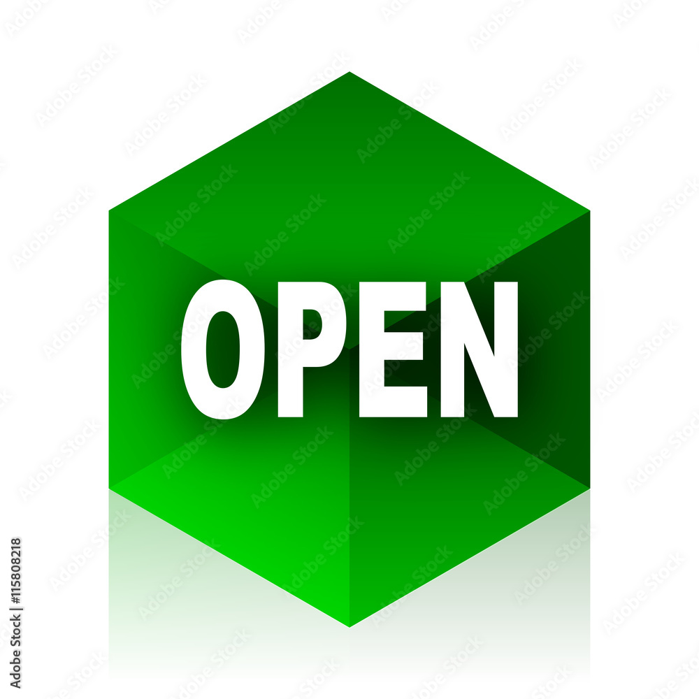 Aufkleber open cube icon, green modern design web element