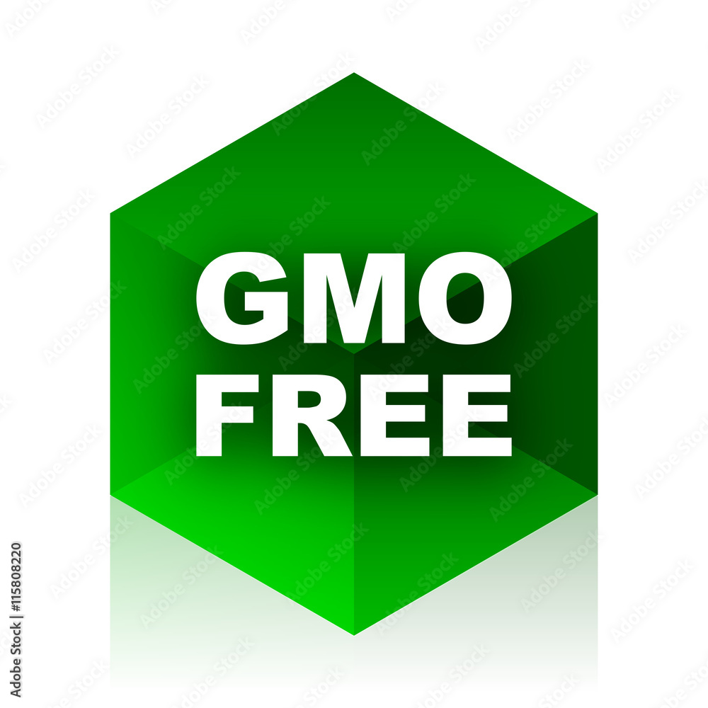 Poster gmo free cube icon, green modern design web element
