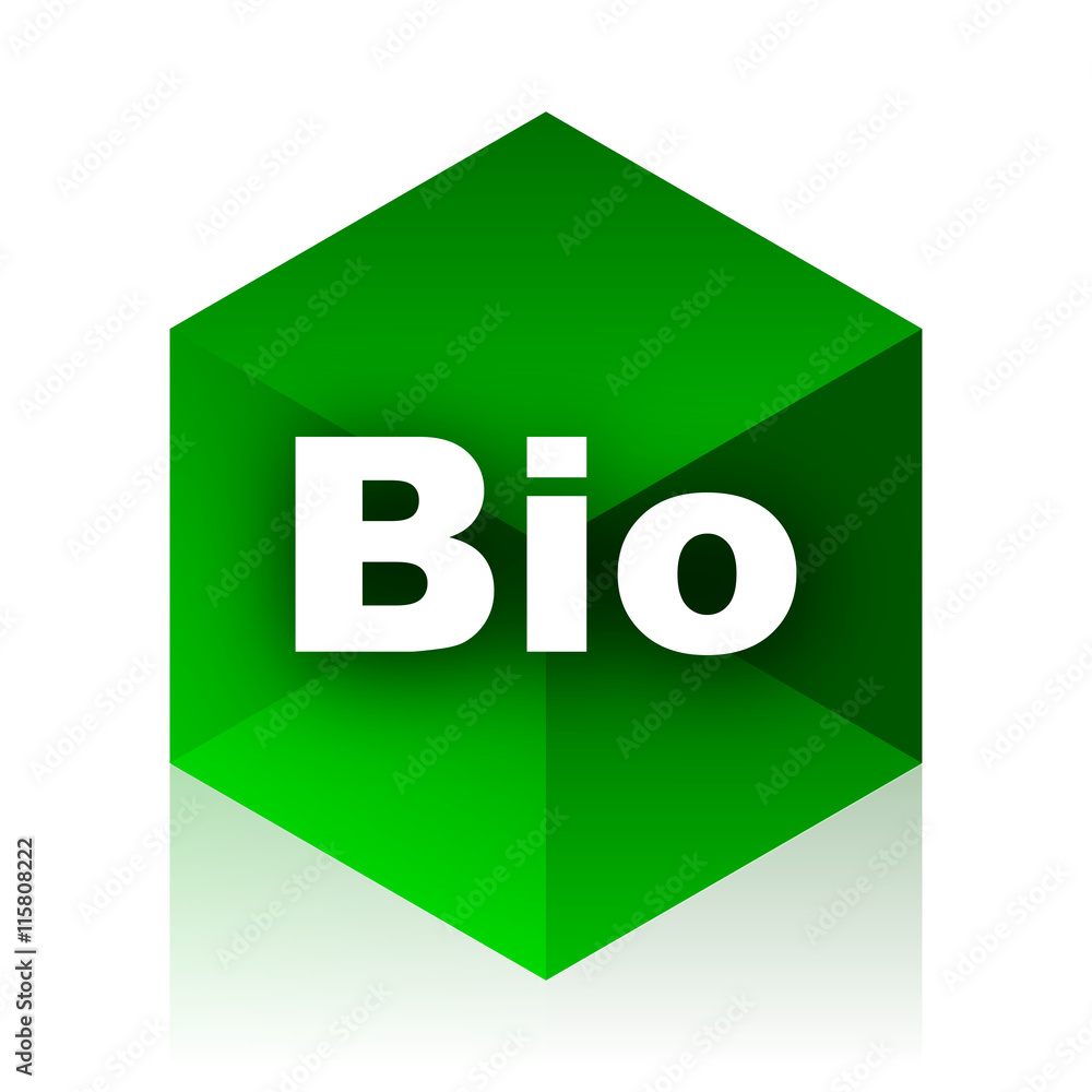 Poster bio cube icon, green modern design web element