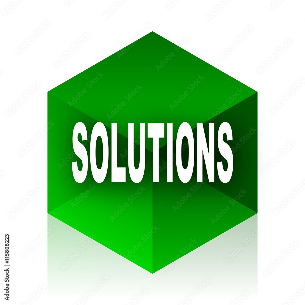 Poster solutions cube icon, green modern design web element