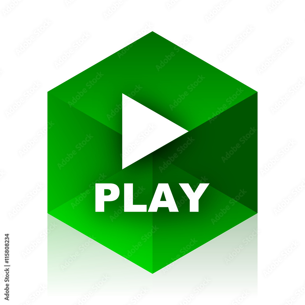 Poster play cube icon, green modern design web element