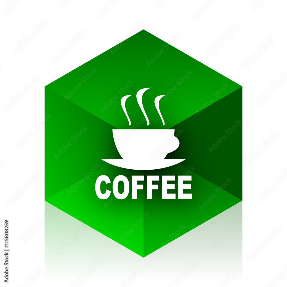 Poster espresso cube icon, green modern design web element