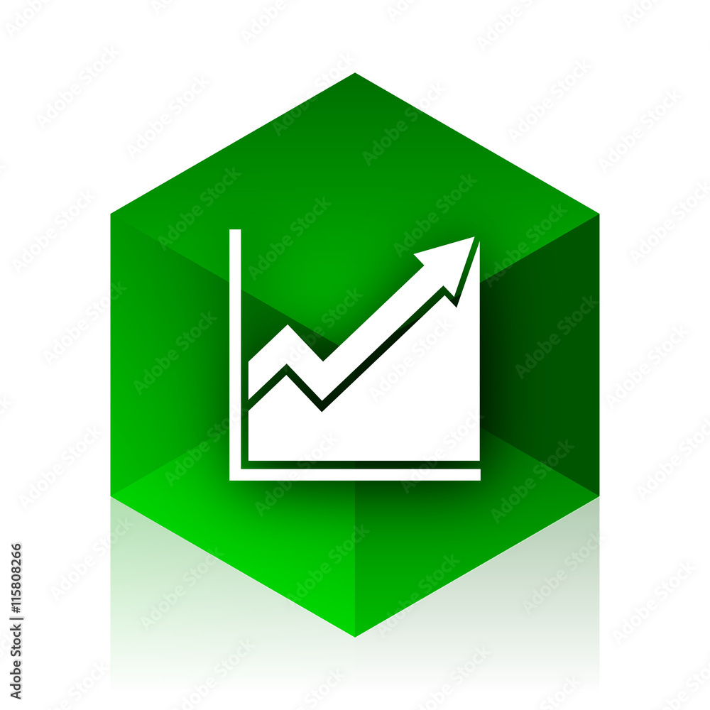Poster histogram cube icon, green modern design web element