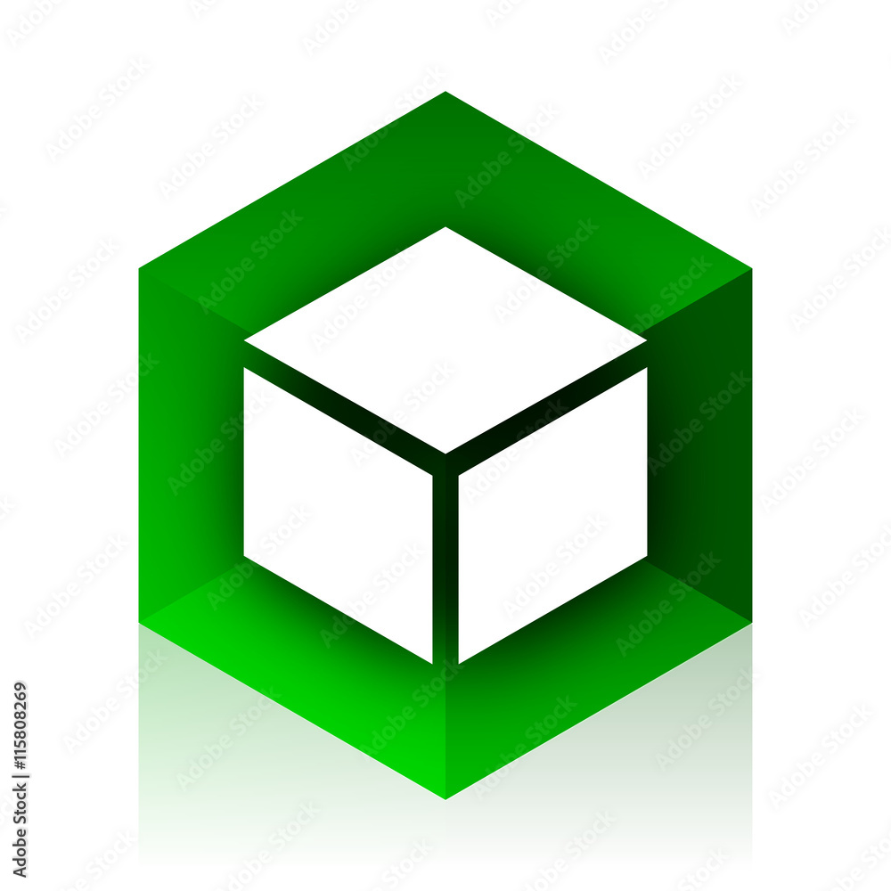 Aufkleber box cube icon, green modern design web element