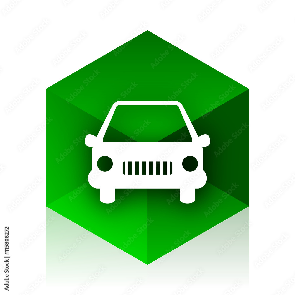 Poster car cube icon, green modern design web element