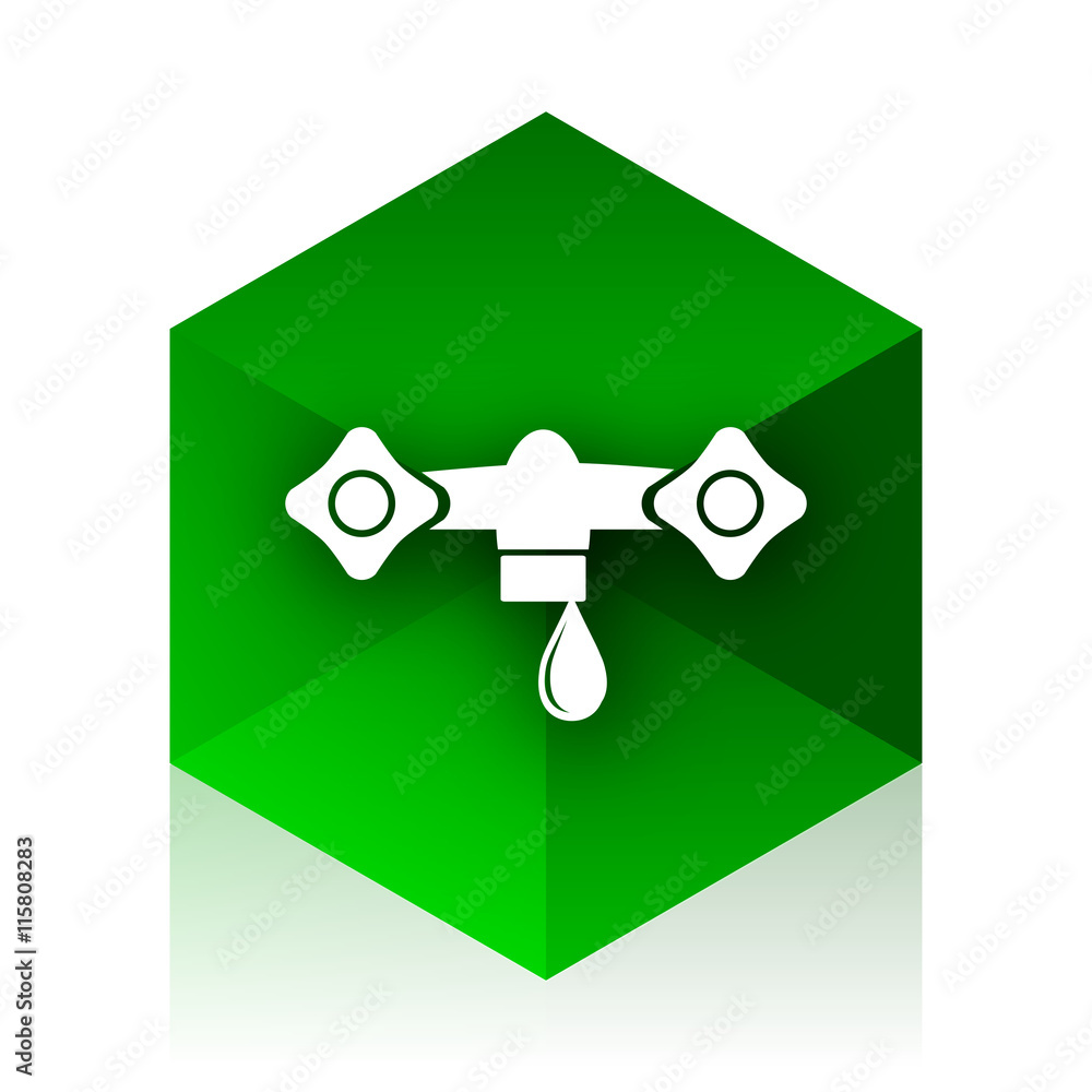 Poster water cube icon, green modern design web element