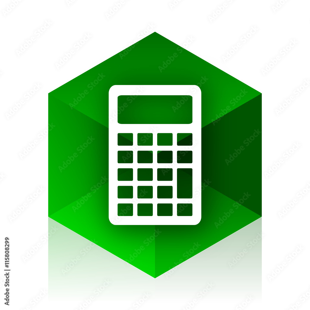 Poster calculator cube icon, green modern design web element