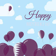 Qatar Independence Day Flat Patriotic Design. Qatari Flag Balloons. Happy National Day Vector Card.