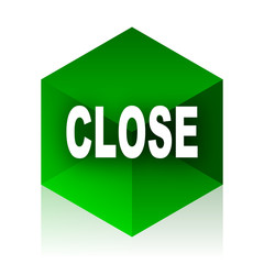 close cube icon, green modern design web element