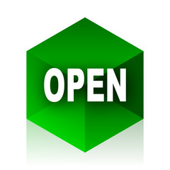 open cube icon, green modern design web element