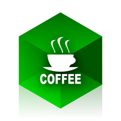 espresso cube icon, green modern design web element