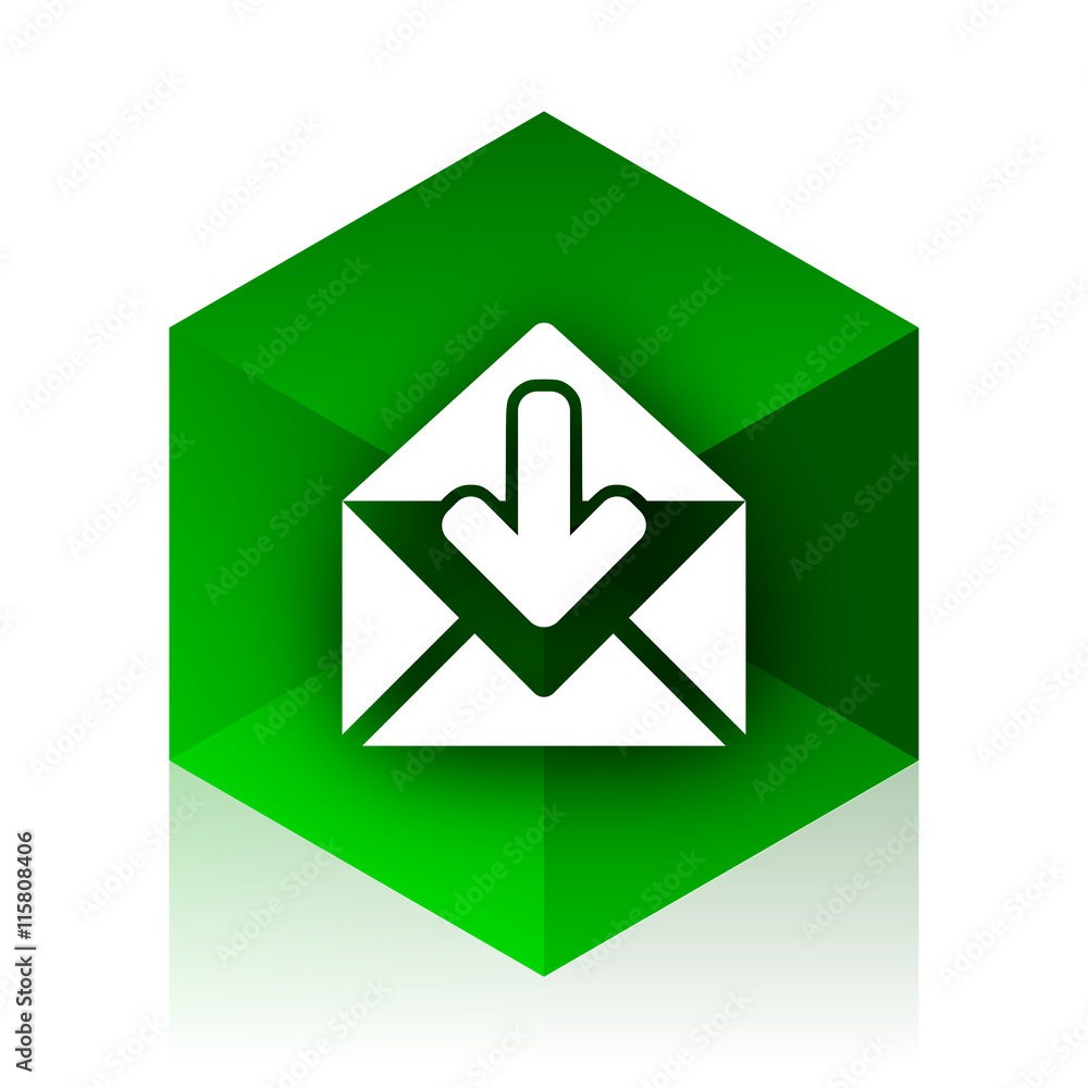 Poster email cube icon, green modern design web element