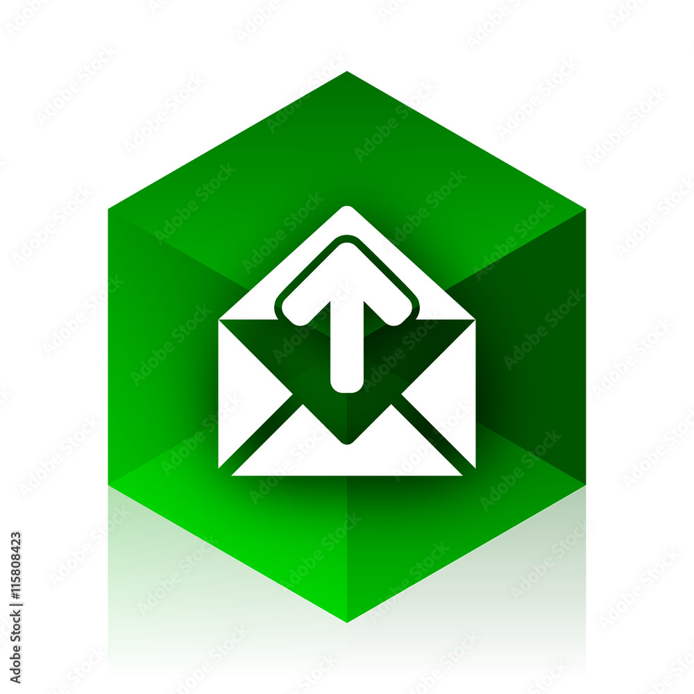 Poster email cube icon, green modern design web element