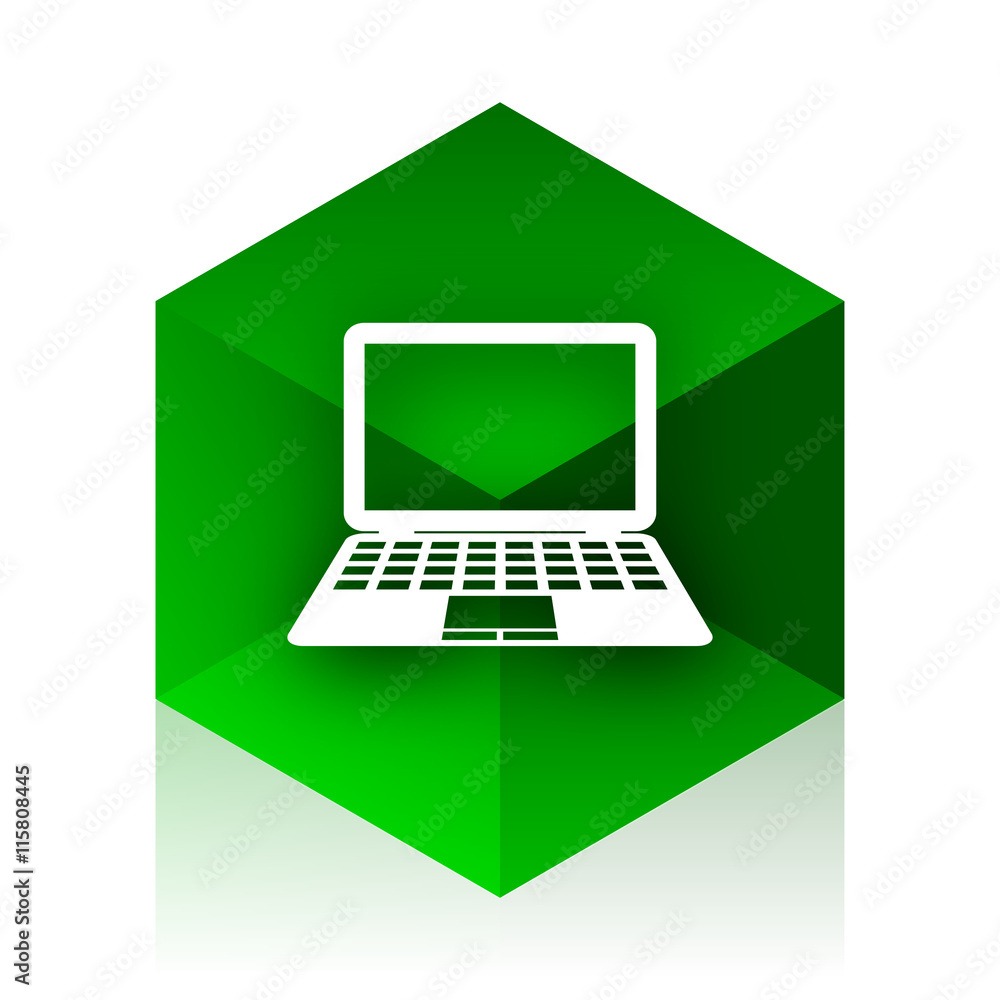Aufkleber computer cube icon, green modern design web element