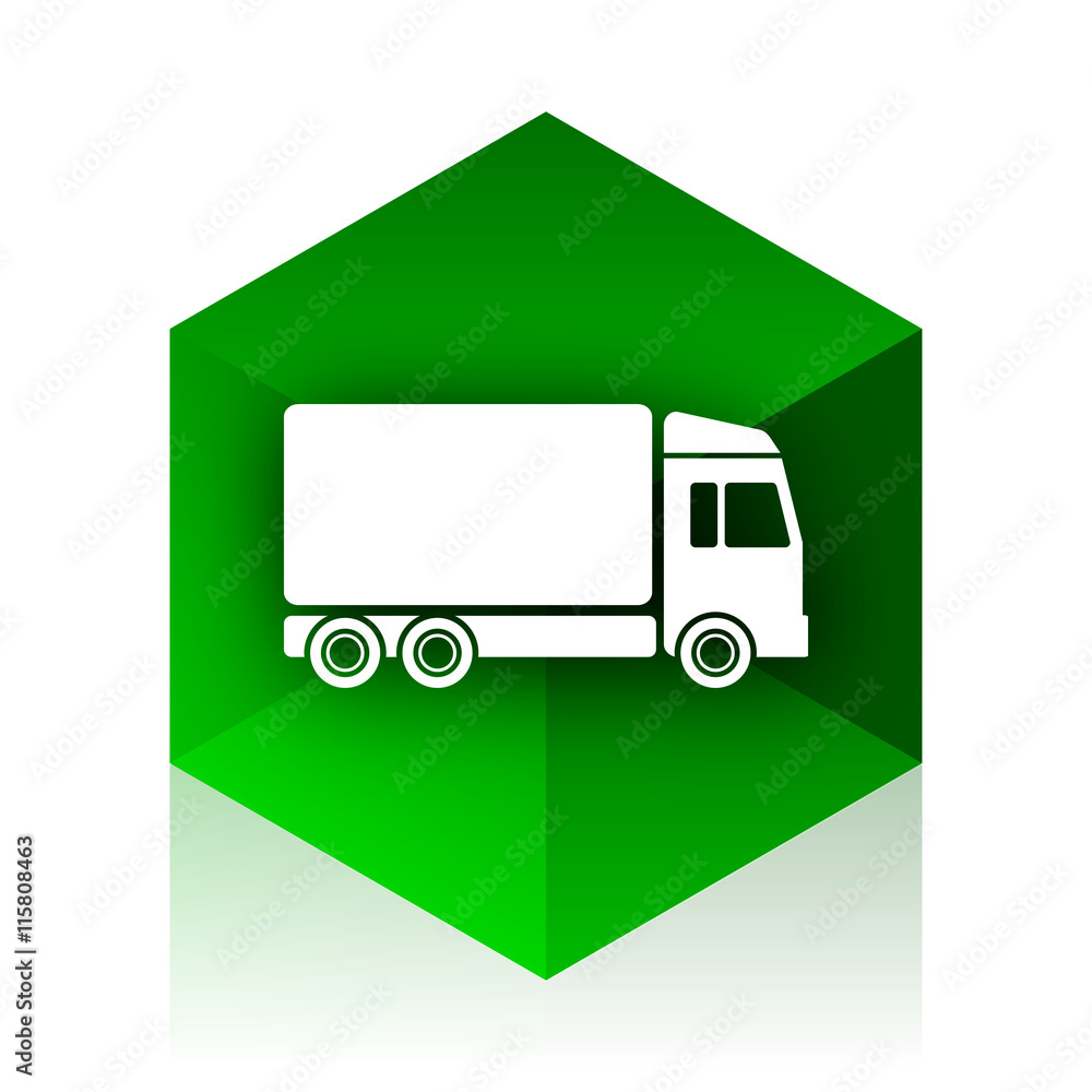 Aufkleber delivery cube icon, green modern design web element