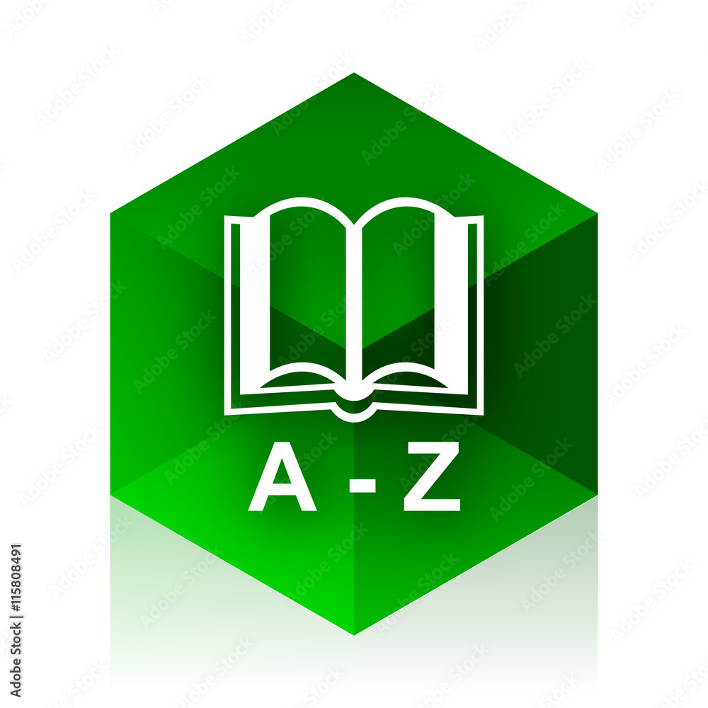 Aufkleber dictionary cube icon, green modern design web element