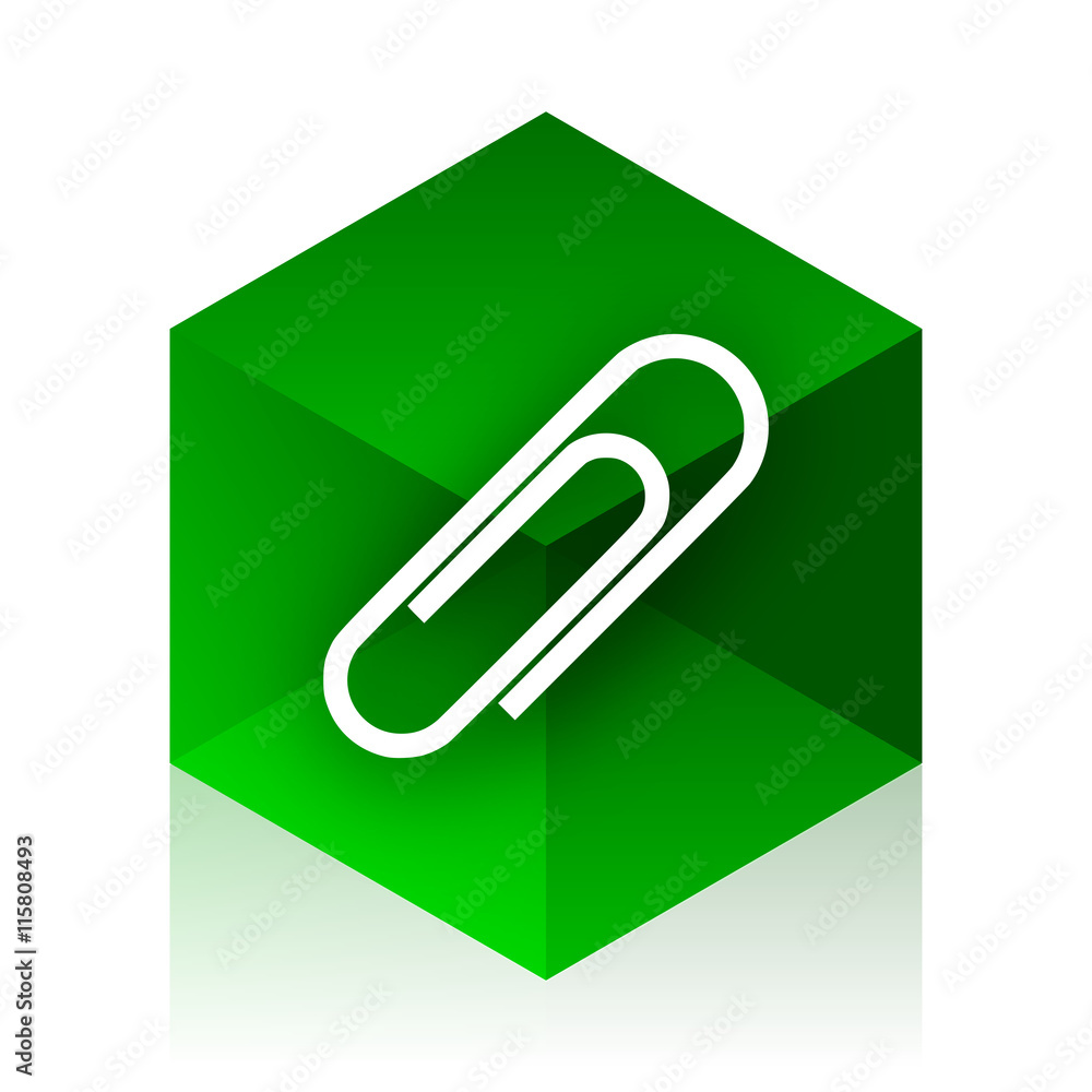 Aufkleber paperclip cube icon, green modern design web element