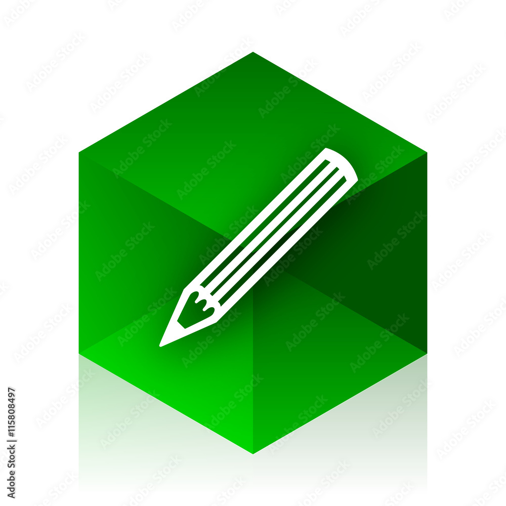 Aufkleber pencil cube icon, green modern design web element