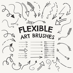 Vector Flexible Arrow Shaped Art Brushes Collection